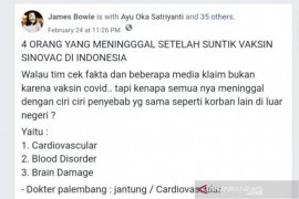 Hoaks! Empat nakes meninggal akibat vaksinasi COVID-19
