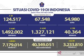 Kasus terkonfirmasi COVID-19 bertambah 4.461 orang dan sembuh 4.243 orang