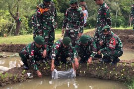 Satgas Pamtas gandeng Pemda TTU tebar ribuan ekor bibit ikan nila