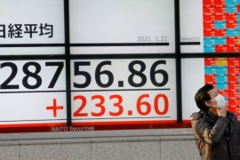 Saham Asia jatuh setelah kompleks nuklir Ukraina terbakar