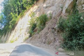 Material longsor di jalan Panyabungan Timur ganggu pengguna jalan