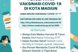 Dinkes Kota Madiun buka pendaftaran vaksinasi COVID-19 warga 18 tahun ke atas