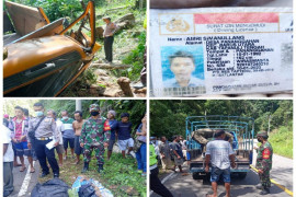 Truk bermuatan pupuk masuk jurang di Tapteng, sopir dan kernet tewas