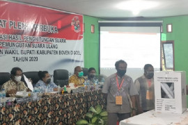 Ratusan anggota TNI-Polri amankan pleno rekapitulasi PSU Pilkada Boven Digoel