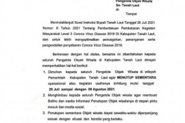 Kadispar : Objek wisata di Tanah Laut tutup sementara