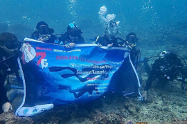 UKM Diving Club UNP rayakan HUT ke-76 Kemerdekaan RI di bawah laut