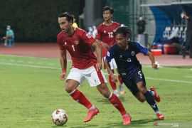 Timnas Indonesia diimbangi 10 pemain Singapura 1-1 di babak pertama