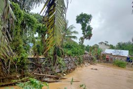 Warga Aluan Mati HST berswadaya buat jembatan gantung darurat