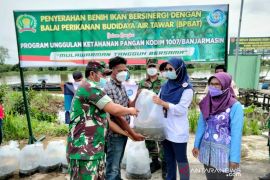 Kodim Banjarmasin menyalurkan bibit ikan program ketahanan pangan