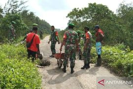 TNI bersama warga perbaiki jembatan kampung Wari Sarmi