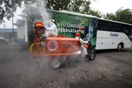 Kampanye prokes tim gabungan BPBD Jatim sasar Terminal Larangan Sidoarjo