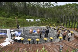 Persiapan ritual Kendi Nusantara di titik nol IKN