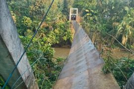 Jembatan gantung nyaris putus dan jatuhkan belasan pelajar di Tanjabbar
