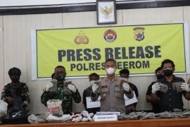 Satgas Yonif 756/WMS serahkan ganja seberat 7,2 kg dan 2 tersangka
