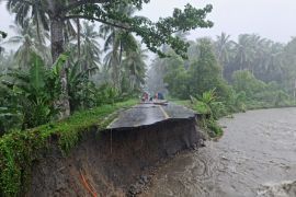 Penanganan darurat jembatan Kali Mala Malteng terkendala hujan lebat