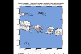 BMKG: Gempa dangkal magnitudo 4.1 kembali guncang Karangasem Bali