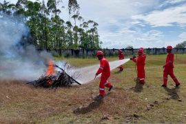 Manggala Agni Korwil Riau latih Diskar RPK PT Arara Abadi dan Mitra APP Sinar Mas untuk pencegahan dan penanggulangan karhutla