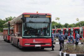 Kemenhub gelar simulasi bus listrik KTT G20
