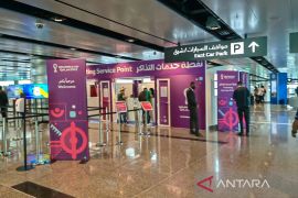 Semarak Piala Dunia 2022 menyambut  pendatang di Bandara Hamad Doha