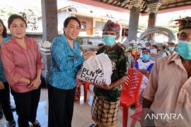 PKK Bangli serahkan 75 paket sembako untuk warga Desa Abuan Susut