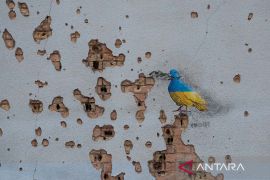 Seniman Ukraina berkreasi penuh makna di puing-puing dampak perang