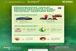 TPK hotel bintang di Sultra Desember 2022 naik 2,23 poin
