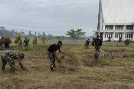Prajurit Kodim 1715 1Yahukimo bersama jemaat bersihkan Gereja GKI Metanoia Dekai