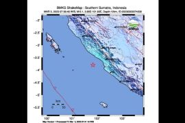 Gempa guncang barat daya Bengkulu