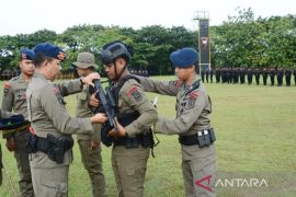 Brimob Polda Kalsel asah kemampuan perang kota kawal Pemilu