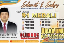MTsN 1 Makassar meraih 91 medali pada Olimpiade Nusantara 2023