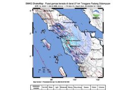 Kota Padang Sidempuan diguncang gempa 5,3 magnitudo Kamis malam