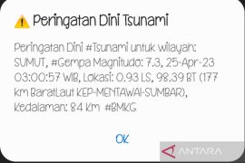 Gempa magnitudo 7,3 guncang Mentawai berpotensi tsunami