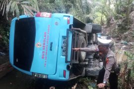 17 siswa SD jadi korban bus masuk jurang di Samosir