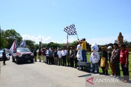 KPU Kampar lepas estafet Kirab Pemilu 2024 di Candi Muara Takus