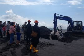 Petugas gunakan alat berat kubur bangkai hiu paus tutul di Lumajang