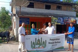 Warga sekitar perusahaan Apical di Dumai terima hewan kurban