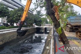 Pemkot Jakbar keruk sedimentasi kali sekitar kantornya cegah luapan