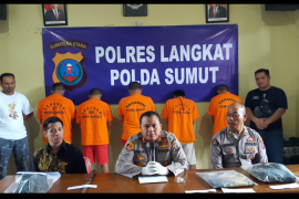 Polres Langkat tangkap lima pelaku pembunuhan di Desa Beruam