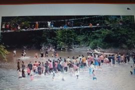 Jembatan Nanga Mentukak putus, puluhan orang jatuh dan luka-luka