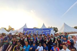 Porprov VI Babel - Tuan rumah Bangka Barat kalahkan Bangka Tengah di final voli outdoor