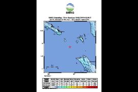 Gempa bermagnitudo 5,3 terjadi di barat laut Nias Utara