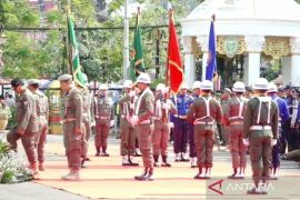 Kirab pataka Jer Basuki Mawa Beya Jatim tahun 2023 tiba di Kota Madiun