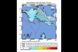 Gempa bumi berkekuatan magnitudo 5,6 mengguncang wilayah Kaimana, Papua Barat