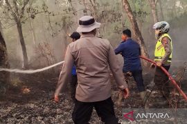 Tim Polres Ogan Komering Ulu padamkan karhutla di Sinar Peninjauan