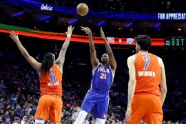 Embiid kembali, Philadelphia 76ers langsung kalahkan Thunder 109-105