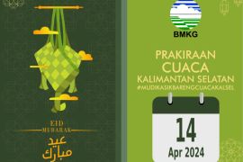BMKG Kalsel memprakirakan pukul 14:00 wita sembilan kabupaten/kota terjadi hujan