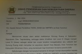 Peringatan Hardiknas di Tomohon ditunda akibat debu vulkanis Gunung Ruang
