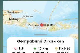 Mataram diguncang gempa 5,5 M tidak berpotensi tsunami