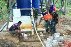 Pembuatan sumur bor dan bangunan  dalam TMMD Bontang hampir rampung