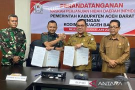 Pemkab Aceh Barat hibah dana pengamanan Pilkada Rp2,49 miliar untuk Kodim 0105
